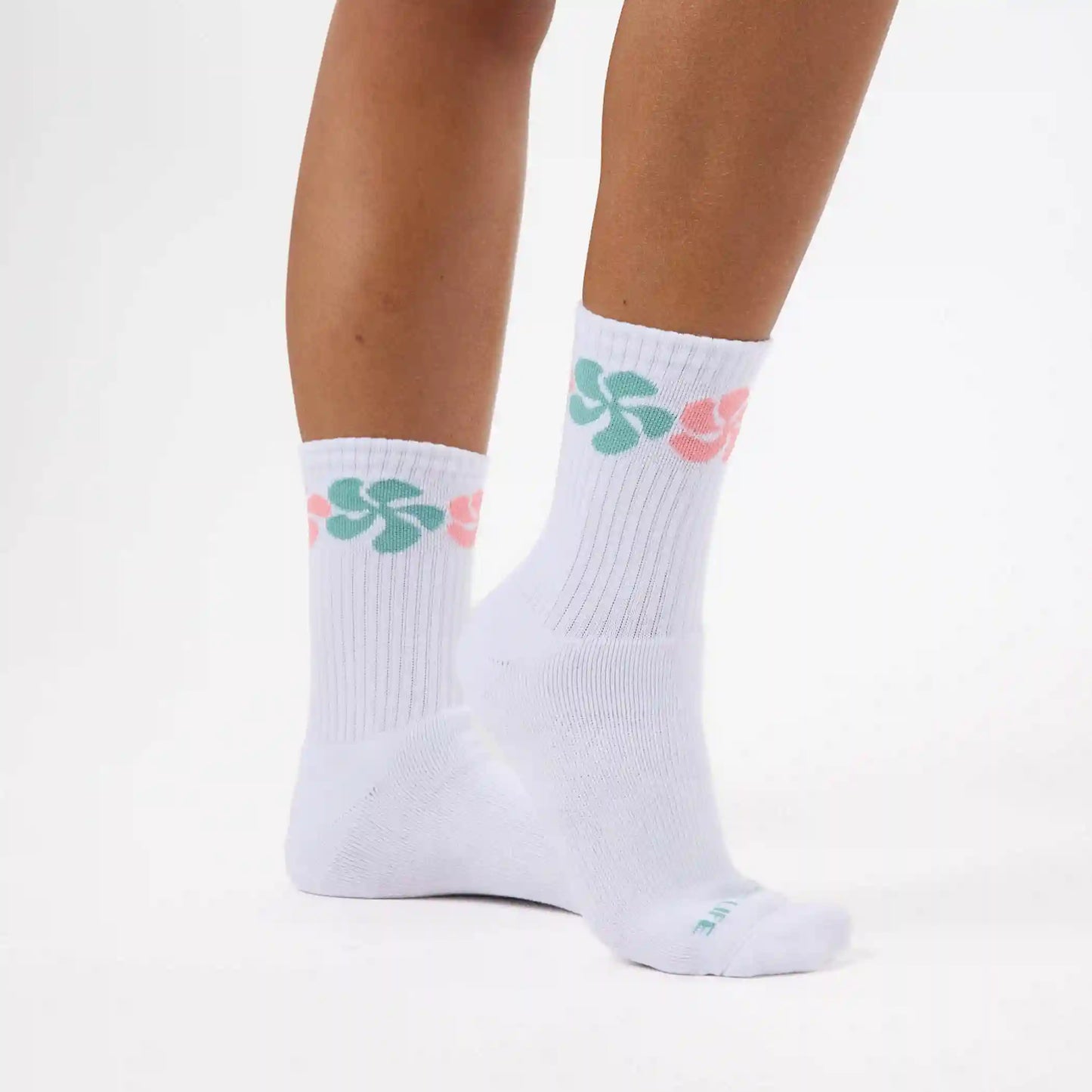 Funky Plumeria Crew Socks in Dry Reef