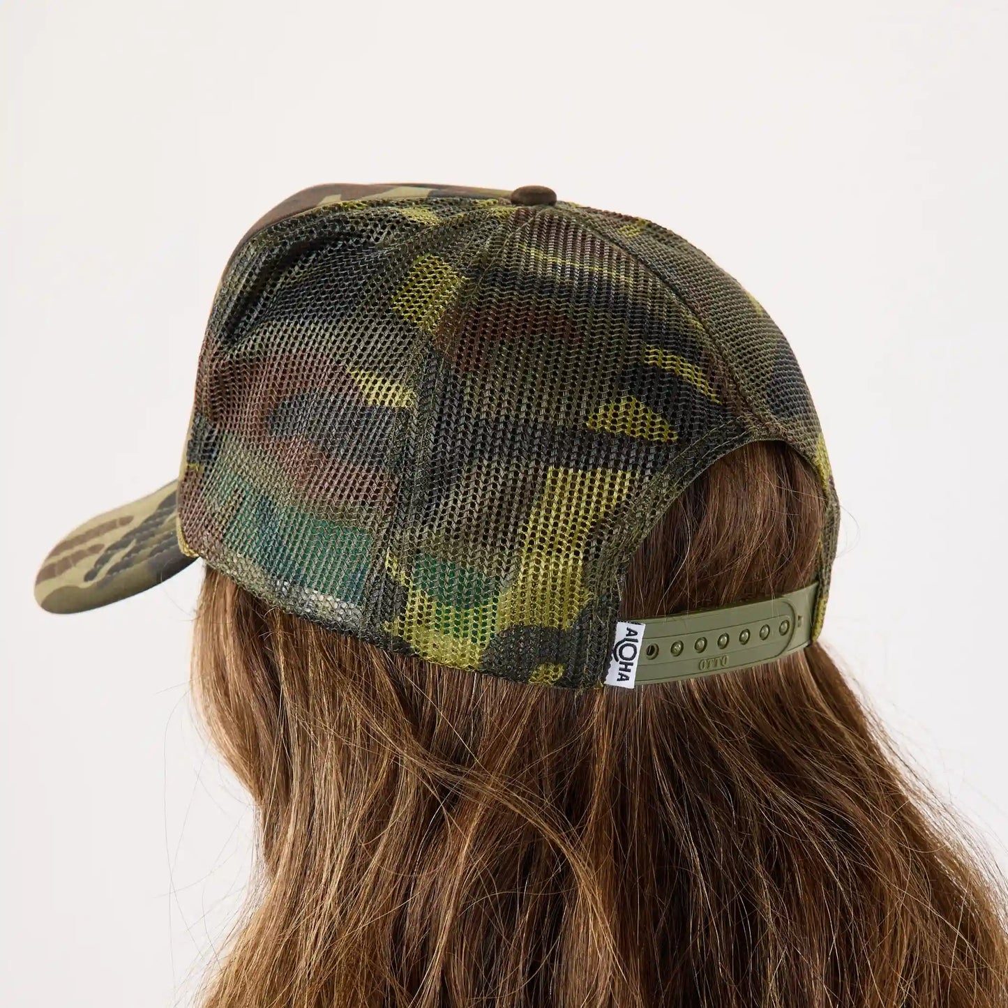 Foam Trucker Hat | ALOHA - Tangerine on Camo