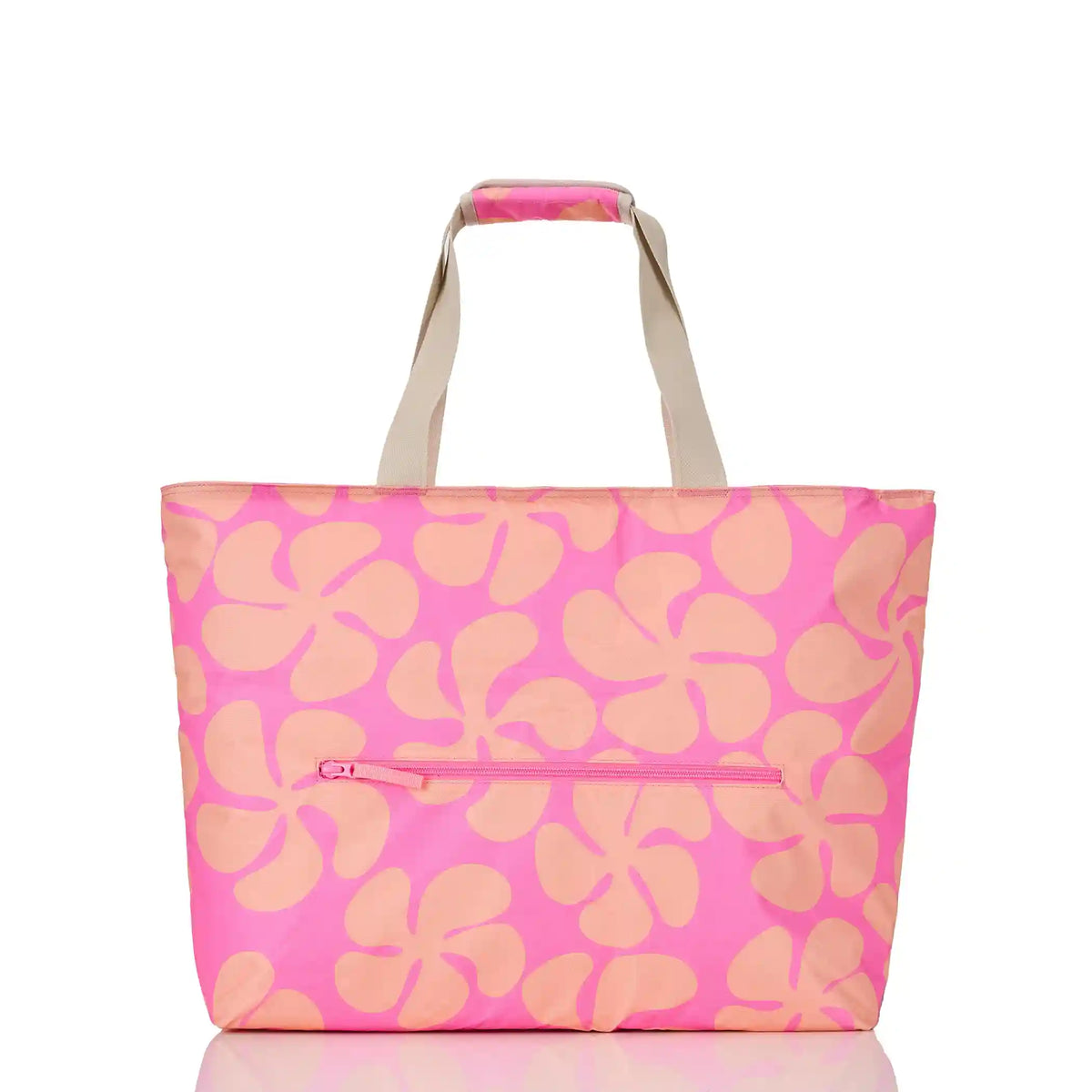 Funky Plumeria Cooler Tote in Neon Pink