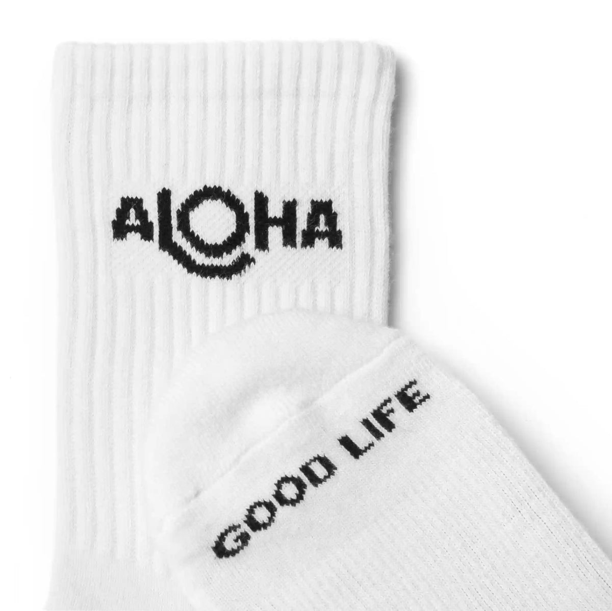 ALOHA Logo Crew Socks in White