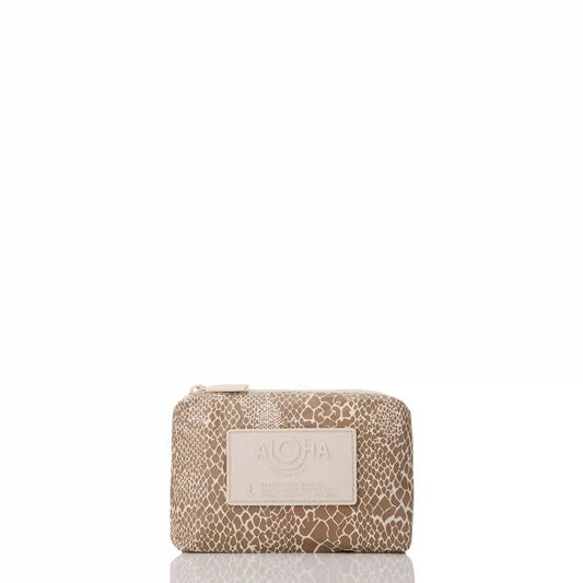 Python Mini Pouch in Cocoa on Sandstone