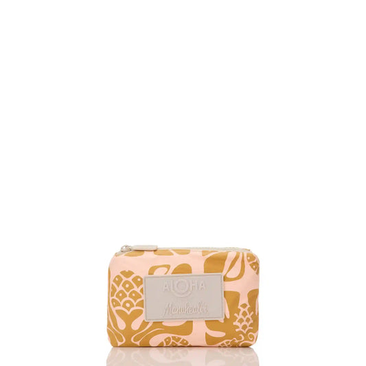 ʻUlu Quilt Mini Pouch in Peach on Hot Mustard