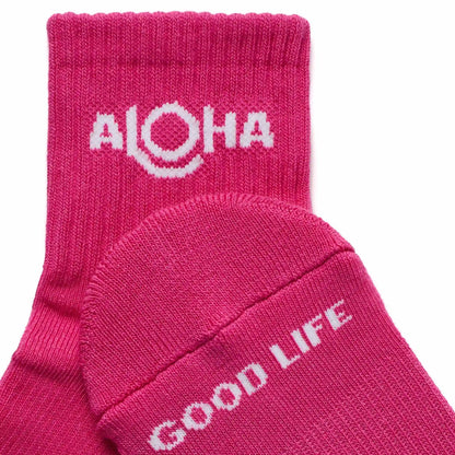 ALOHA Hana Hou Shortie Socks in Neon Pink