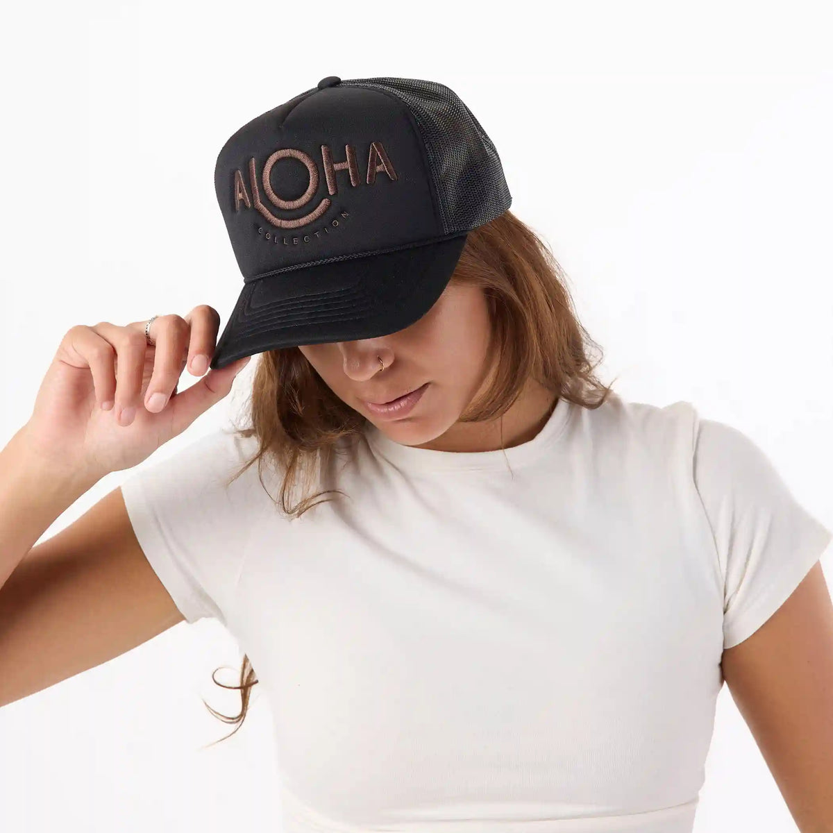 Foam Trucker Hat | ALOHA - Toffee on Black